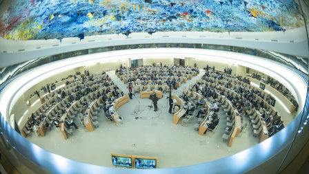 A general view of participants attends 50th session of Human Rights Council. 13 June 2022. 