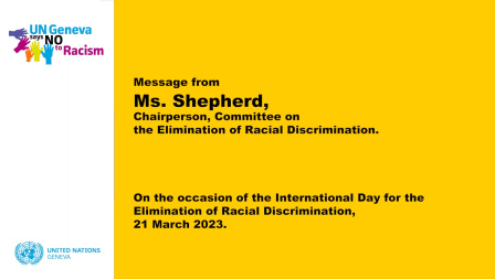 Message from Ms. Verene Alberta Shepherd, Chairperson, Committee on the Elimination of Racial Discrimination