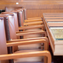 A closeup on the chairs of Conference Room I 