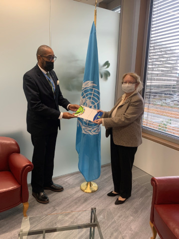 Colin Murdoch, the new Permanent Observer of the Organization of Eastern Caribbean States to the United Nations Office at Geneva, today presented his letter of nomination to Tatiana Valovaya, Director-General of the United Nations Office at Geneva.  