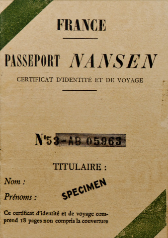 The front side of a Nansen passport from France