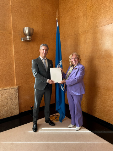 Zoltán Turbék, the new Permanent Representative of Hungary to the United Nations Office at Geneva, presented his credentials to Tatiana Valovaya, the Director-General of the United Nations Office at Geneva. - October 2026 - 