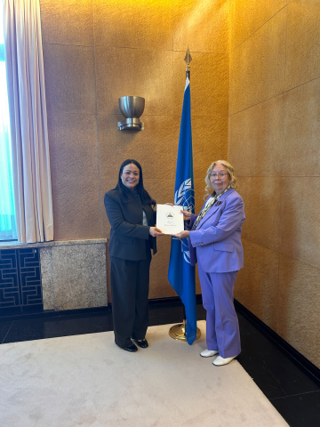 Hazel Natalia Reyes Vallecillo, the new Permanent Representative of Nicaragua to the United Nations Office at Geneva, presents her credentials to Tatiana Valovaya, the Director-General of the United Nations Office at Geneva_October 2026