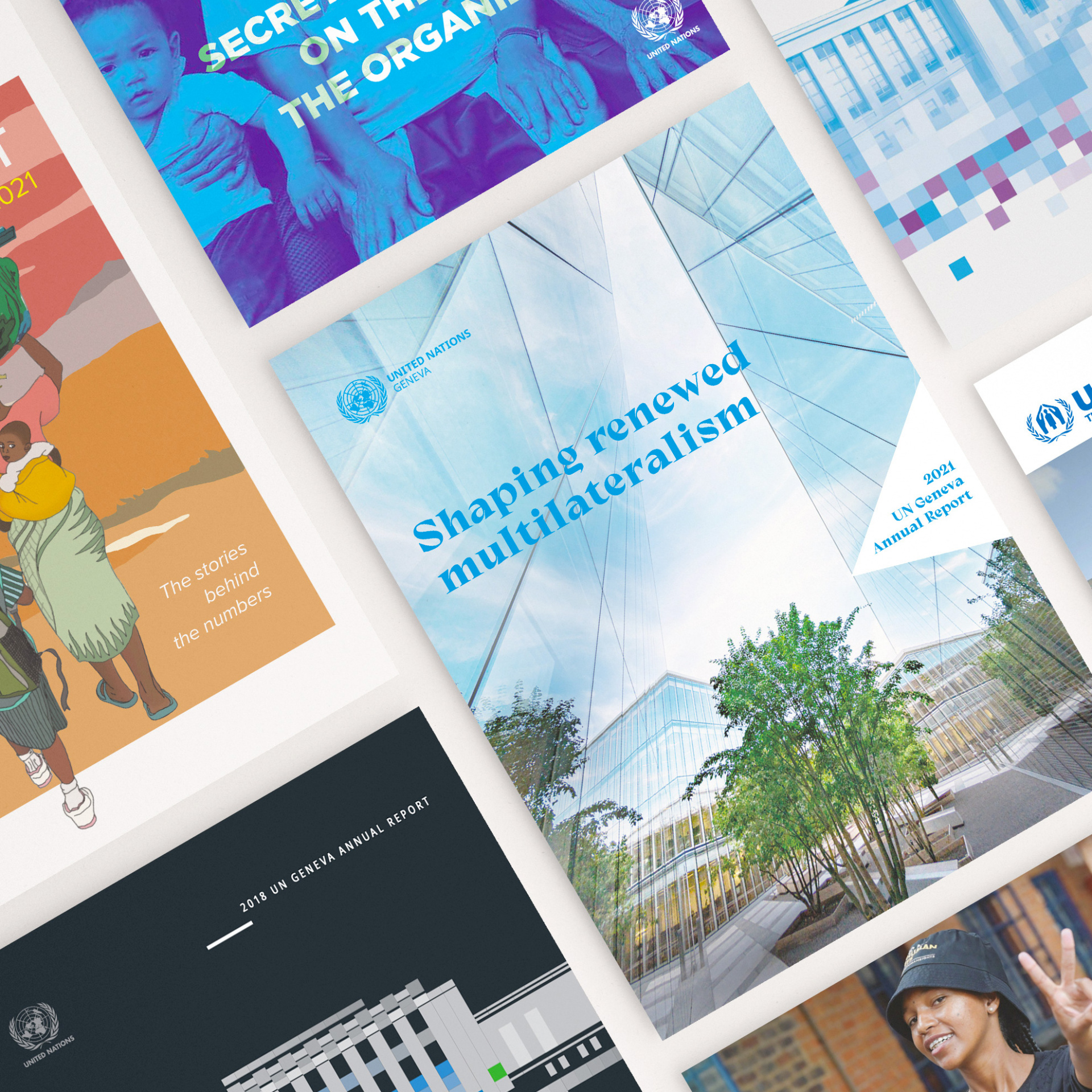 A selection of UNOG publications, neatly aligned