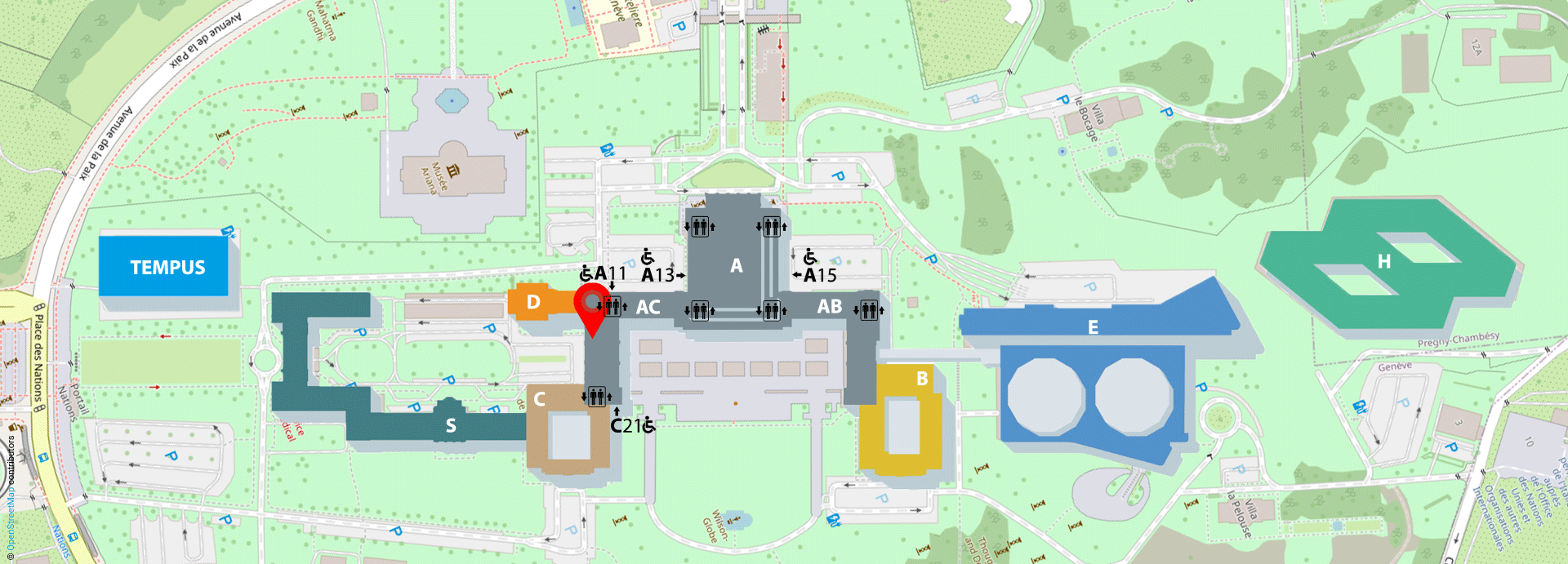 Conference Rooms - Location and access to Room V