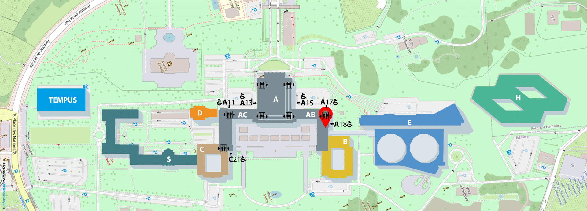 Conference Rooms - Location and access to Room XIV