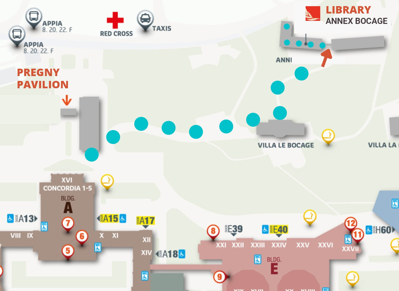 Library Access Map during renovation work