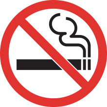 A symbol of a cigarette inside a red circle with a strike-through, indicating that smoking is forbidden