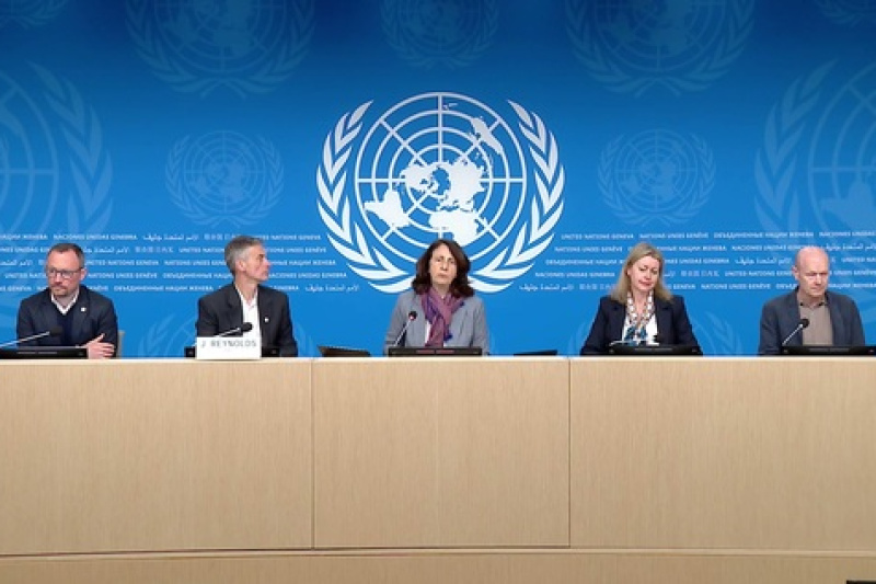 Play video for UN Geneva Press Briefing: ICRC, IFRC, IOM, OCHA, UN WOMEN, UNECE, UNFPA, UNHCR, UNICEF, WFP - 14.04.26