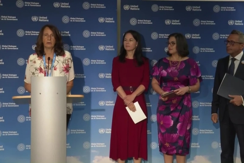 Play video for Media stakeout - Opening of the Global Dialogue on AI Governance - 06.07.26