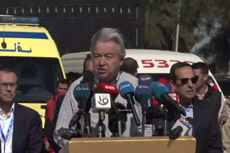 Play video for Remarks to the press by UN Secretary-General, António Guterres, at the Rafah border crossing between Egypt and Gaza - 23 March 2024