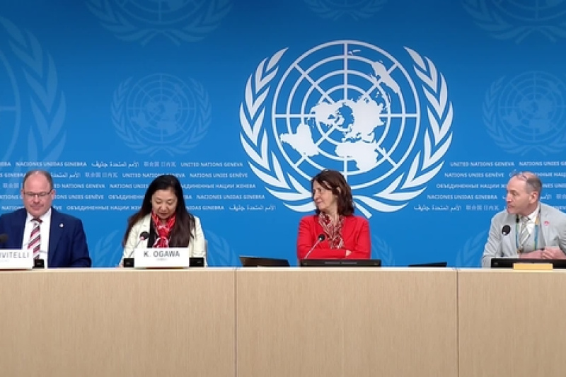 Play video for UN Geneva Press Briefing: IOM, UNMAS, UNESCO, UNECE, WMO - 21.04.26
