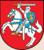 The coat of arms of Lithuania, a knight on a horse on a red background