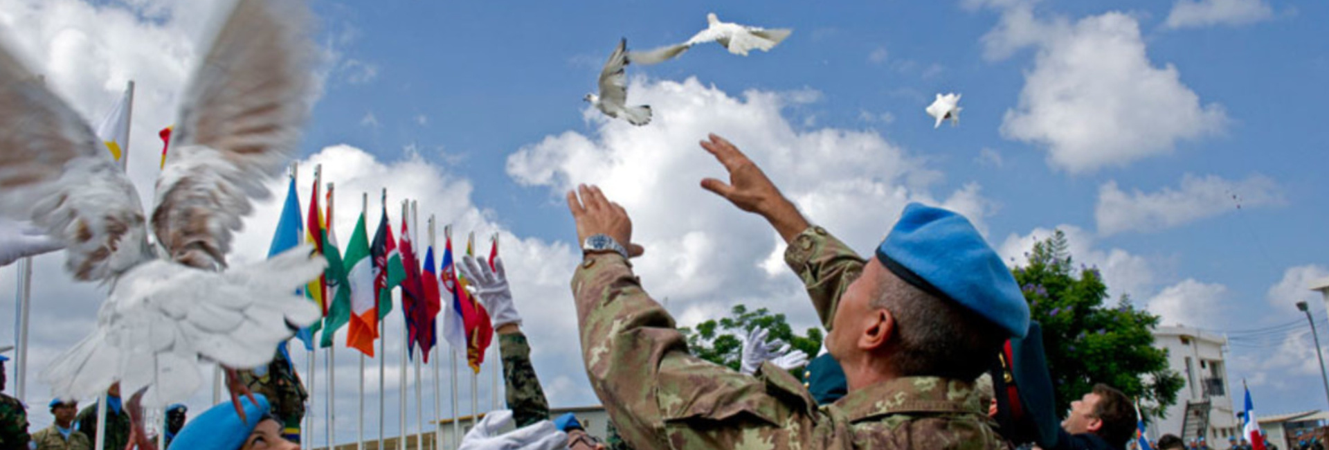 Doves in the sky launched by UN Peacekeepers UN Interim Force in Lebanon (UNIFIL) marks the 32nd International Day of Peace